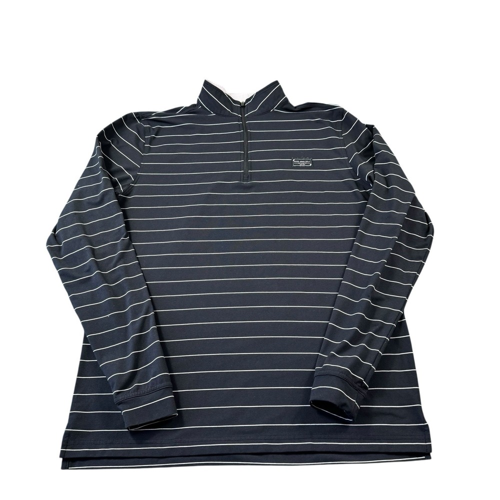 Good Good Golf Black White Striped Performance Half Zip Pullover Sjze Medium